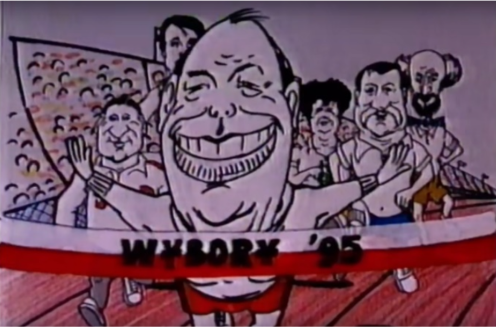Screen ze spotu wyborczego Jacka Kuronia z wyobrów Prezydenckich 1995 roku